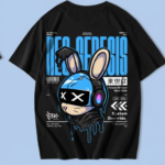 Neo-Genesis Cyber-Rabbit Techwear Dropshoulder Black