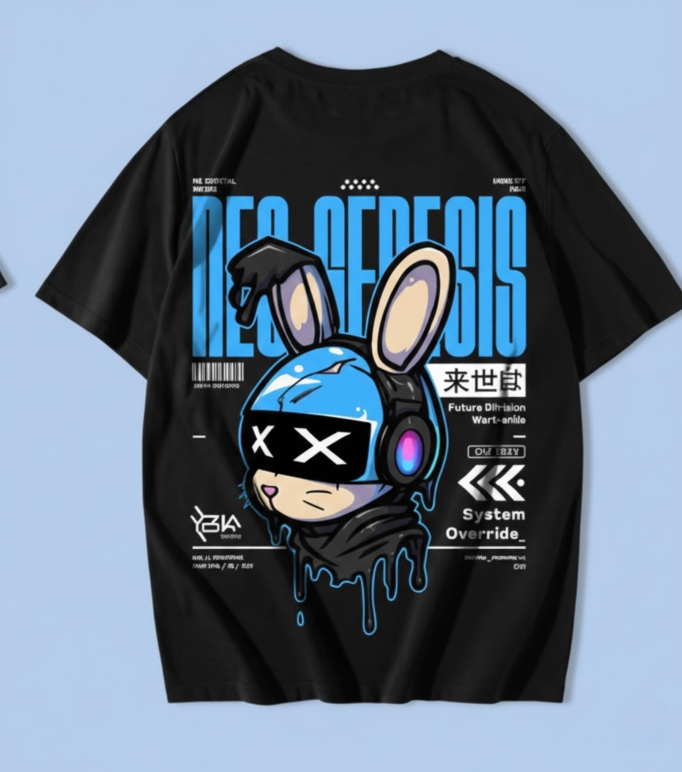 WhatsApp Image 2026-01-16 at 12.41.19 AM (20)-Photoroom Neo-Genesis Cyber-Rabbit Techwear Dropshoulder Black - Image 1