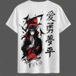 Itachi Uchiha Crow Illusion Drop Shoulder White