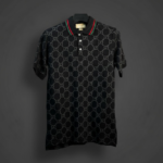Gucci GG Monogram Cotton Polo Shirt Black