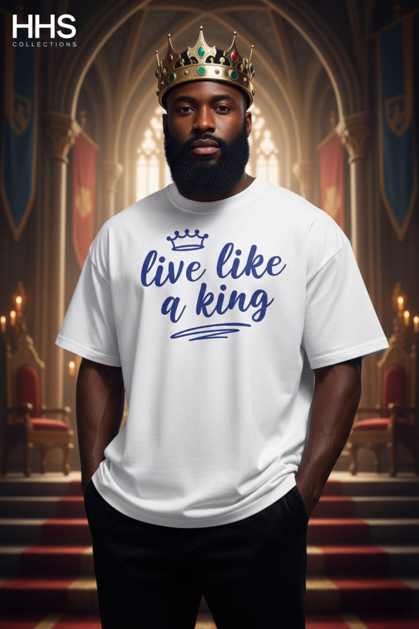 Live Like a King Royal Calligraphy Oversized Dropshoulder White