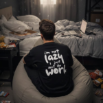 I'm Not Lazy Humorous Graphic Oversized Dropshoulder Black