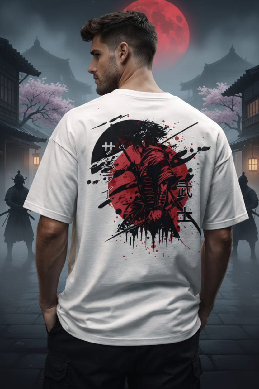 Way of the Warrior Samurai Graphic Oversized Dropshoulder White